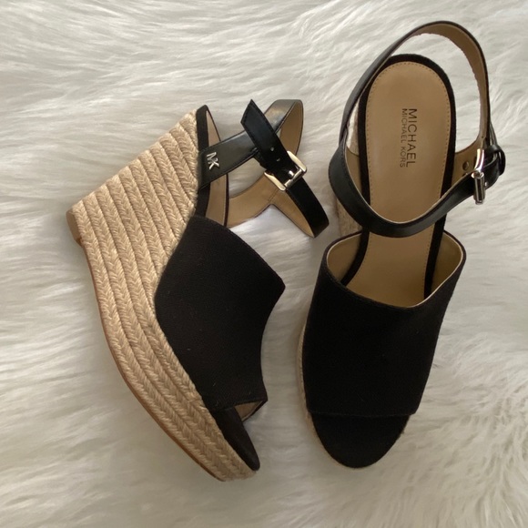 NEW in Box-MICHAEL KORS Penelope Canvas Wedges 10 - Picture 3 of 6